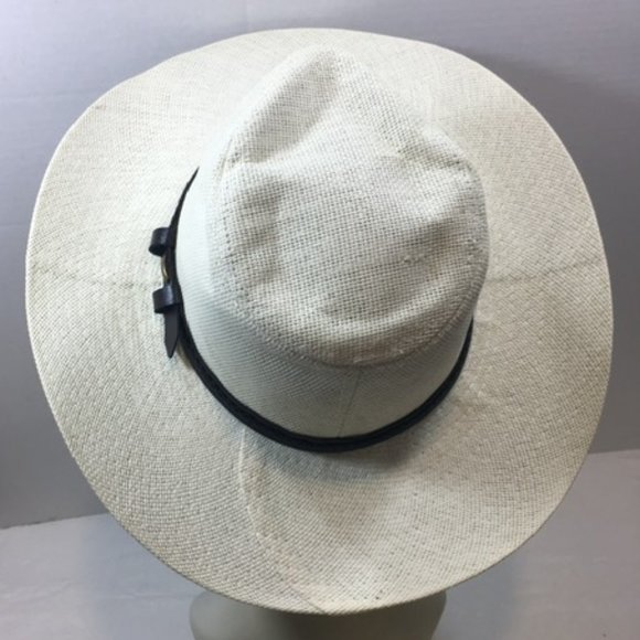 Classic South American Panama Hat Off White Natural Straw w/Brown Leather Trim main image 7